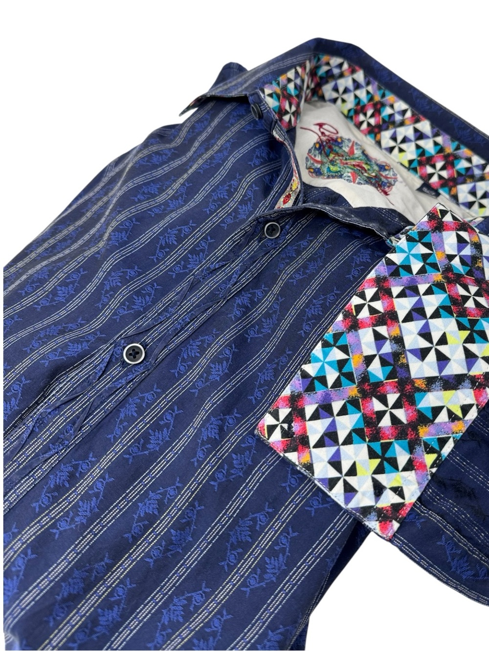 Robert Graham Embroidered Blue Striped Shirt